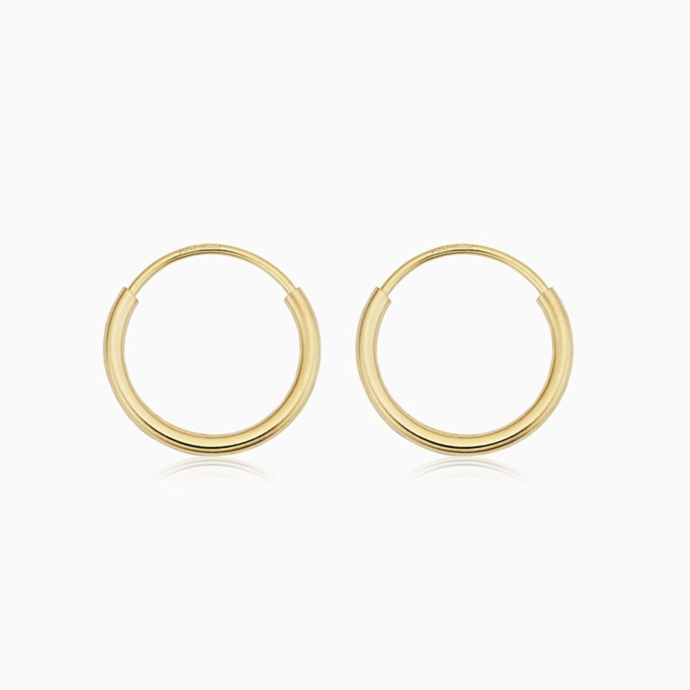 Oradina 14K Solid Yellow Gold Petite Snuggie Hoops